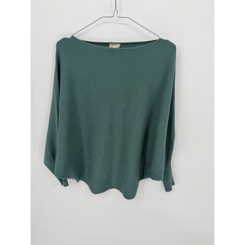 Kerisma Womens Sweater Ribbed Dolman Sleeve Teal Green S/M